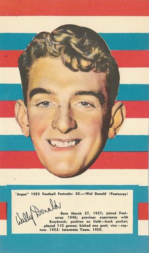 1953 Argus Football Portraits #30 Wally Donald Front